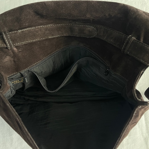 Donna Karan Elegant Brown Suede Shoulder Bag Clutch - Picture 8 of 12